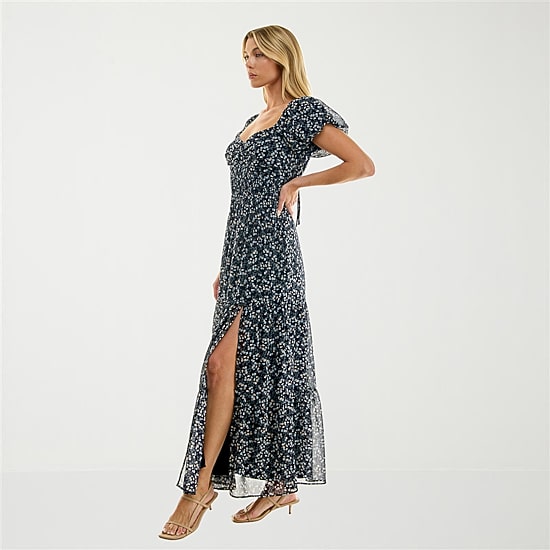 Trixxi Womens Juniors Sweetheart Neck Short Sleeve Floral A-Line Dress