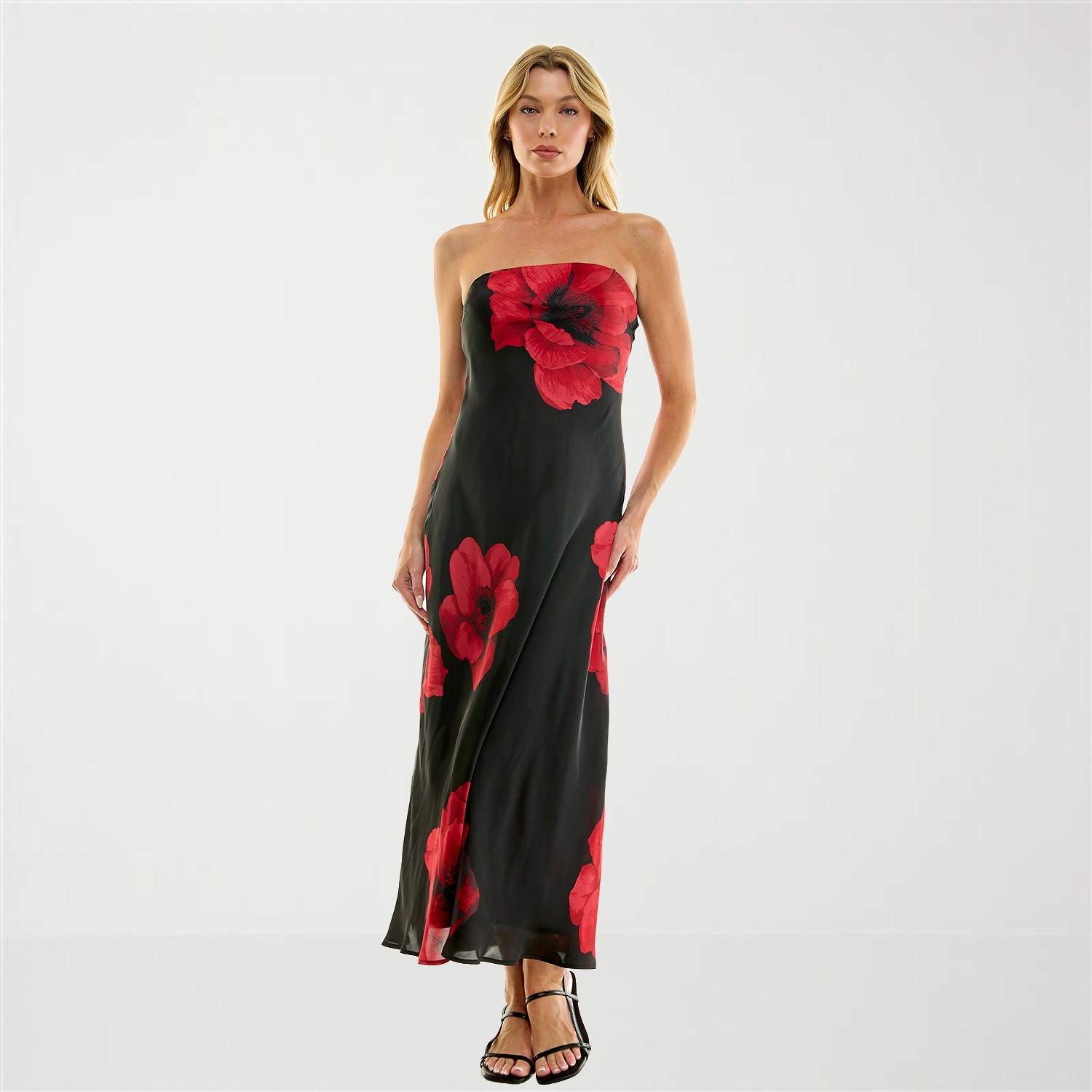 Trixxi Womens Juniors Sleeveless Floral Midi Slip Dress