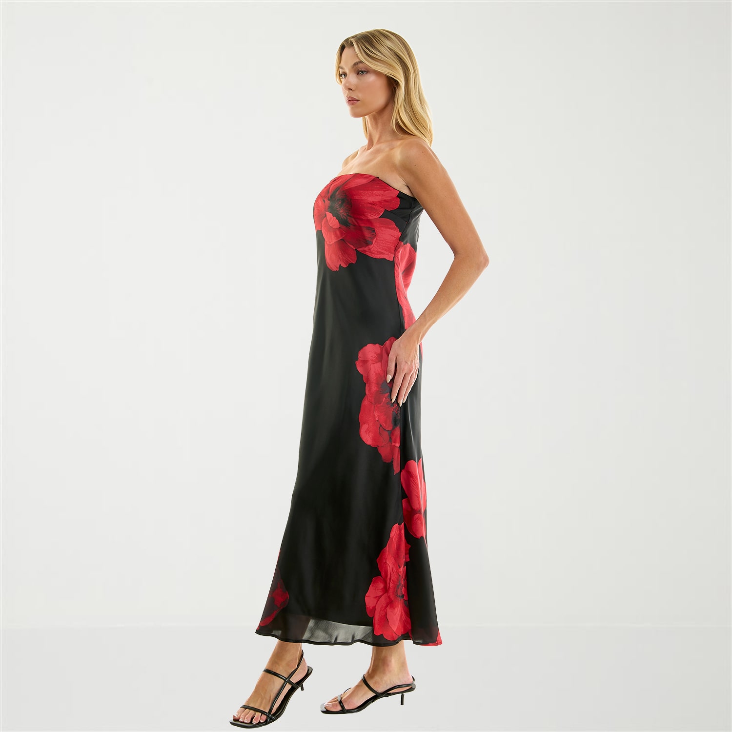 Trixxi Womens Juniors Sleeveless Floral Midi Slip Dress