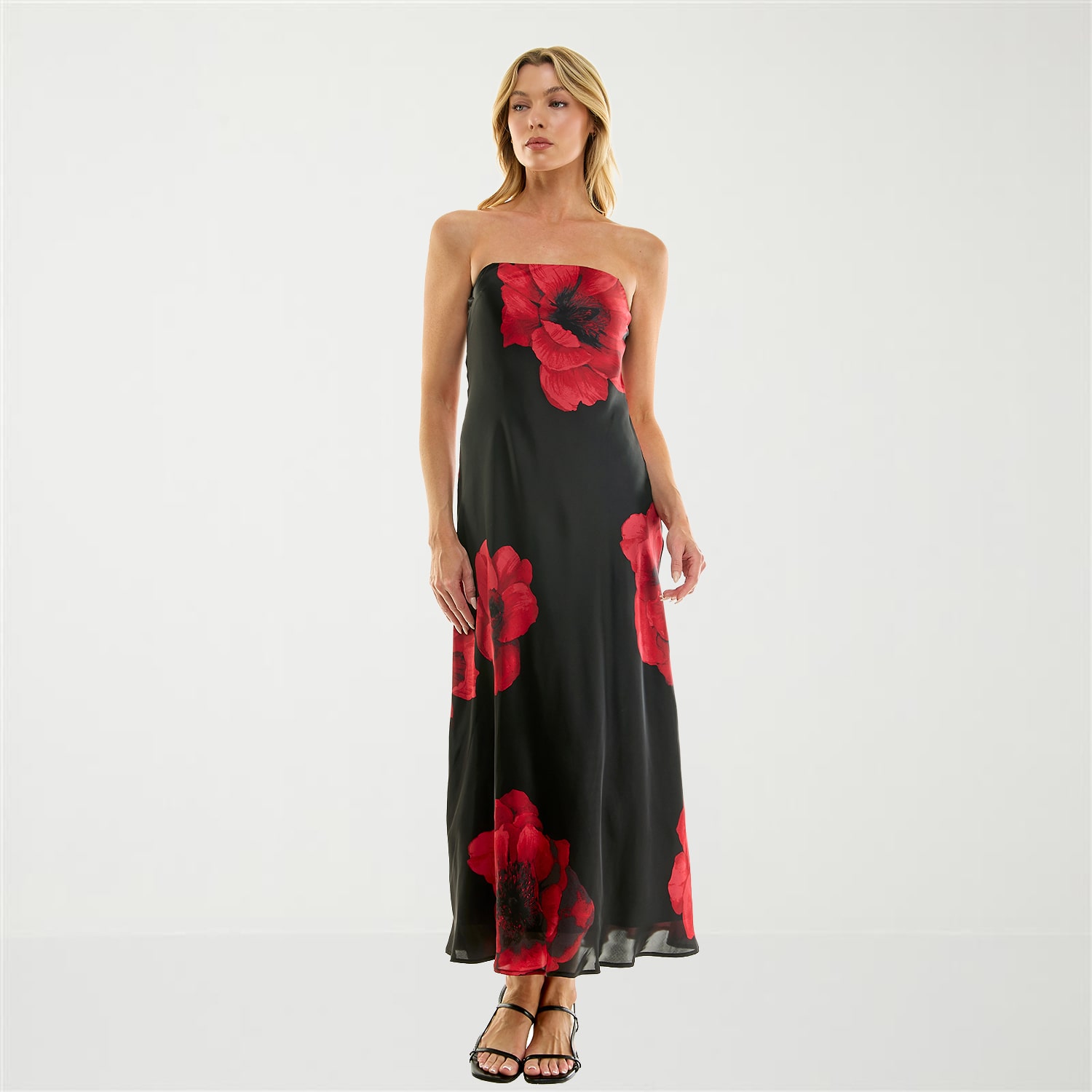 Trixxi Womens Juniors Sleeveless Floral Midi Slip Dress