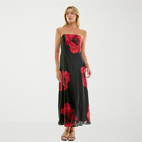 Trixxi Womens Juniors Sleeveless Floral Midi Slip Dress