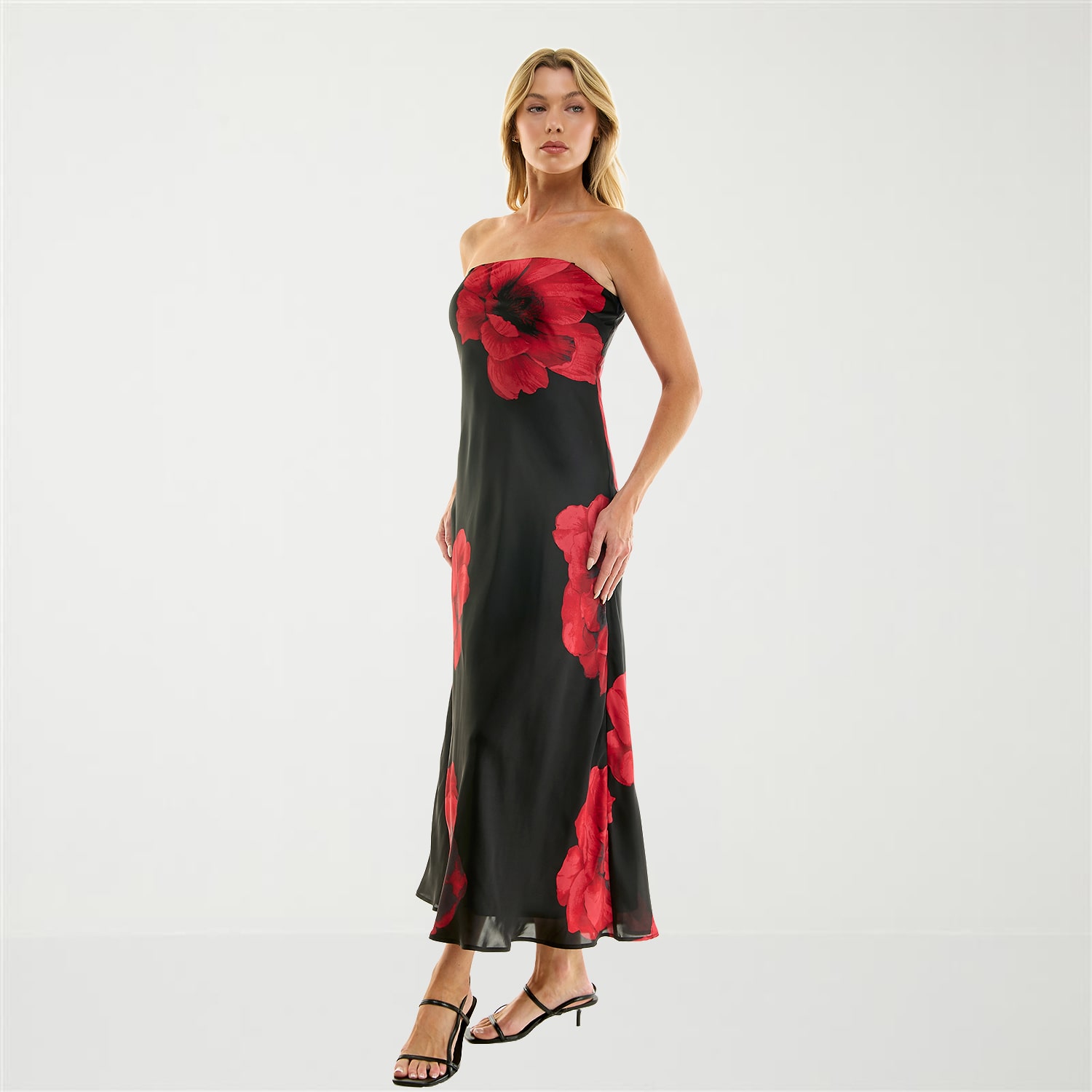 Trixxi Womens Juniors Sleeveless Floral Midi Slip Dress