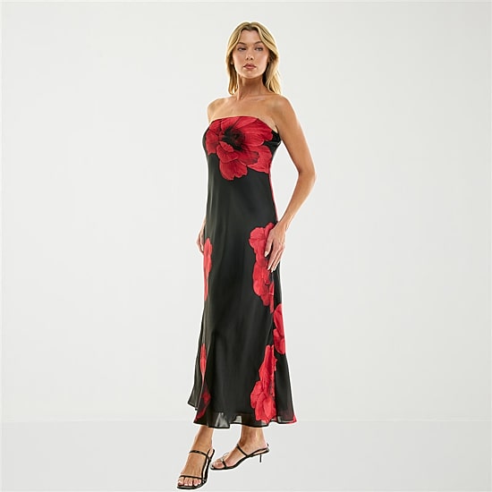 Trixxi Womens Juniors Sleeveless Floral Midi Slip Dress