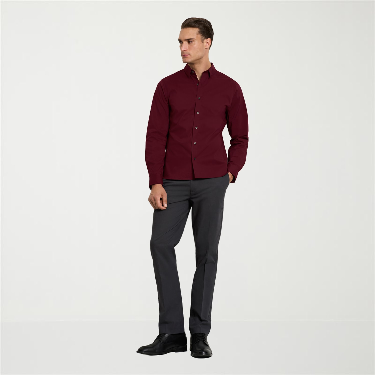 Van Heusen Performance All Way Stretch Mens Long Sleeve Slim Fit Stretch Fabric Button-Down Shirt
