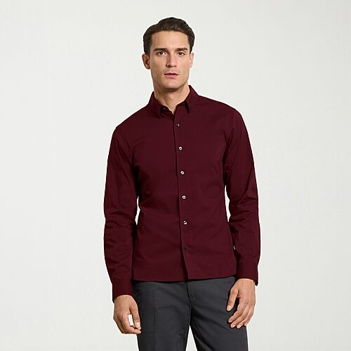 Van Heusen Performance All Way Stretch Mens Long Sleeve Slim Fit Stretch Fabric Button-down Shirt In Red