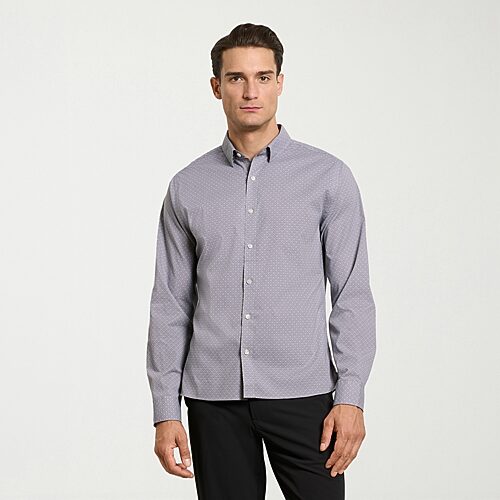 Van Heusen Everyday Defense Stain Shield Everyday Defense Mens Long Sleeve Slim Fit Button-down Shirt In Gray