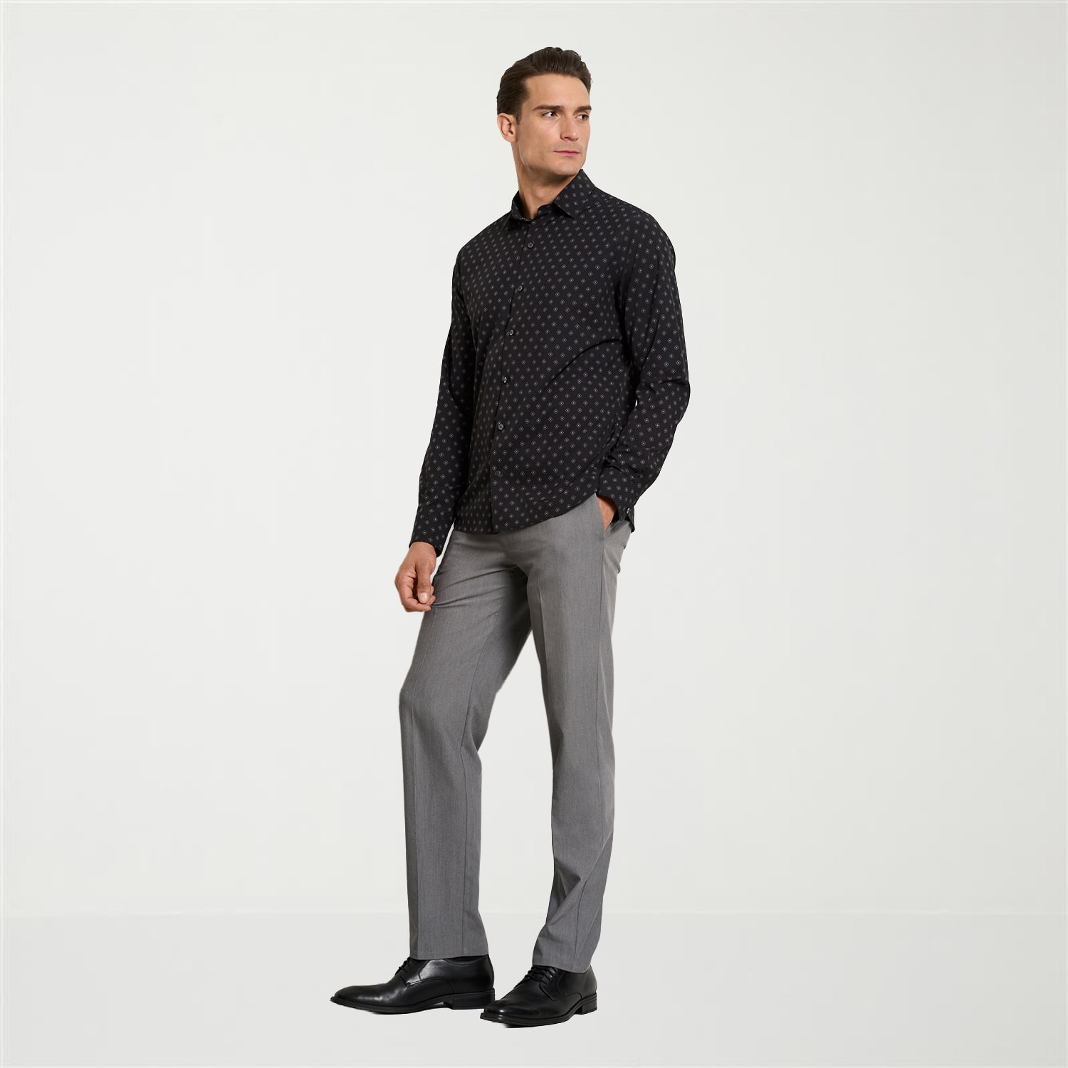 Van Heusen Performance All Way Stretch Mens Long Sleeve Slim Fit Fabric Button-Down Shirt