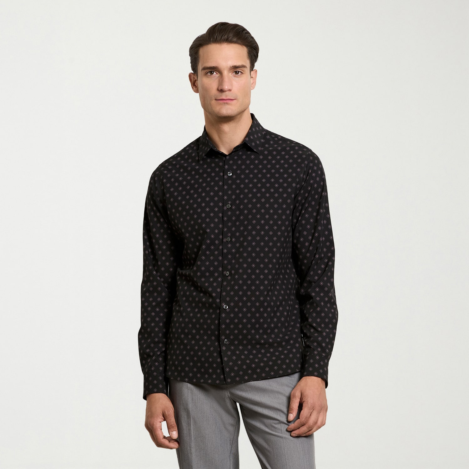 Van Heusen Performance All Way Stretch Mens Long Sleeve Slim Fit Fabric Button-Down Shirt