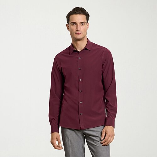 Van Heusen Everyday Defense Stain Shield Mens Long Sleeve Slim Fit Button-down Shirt In Red