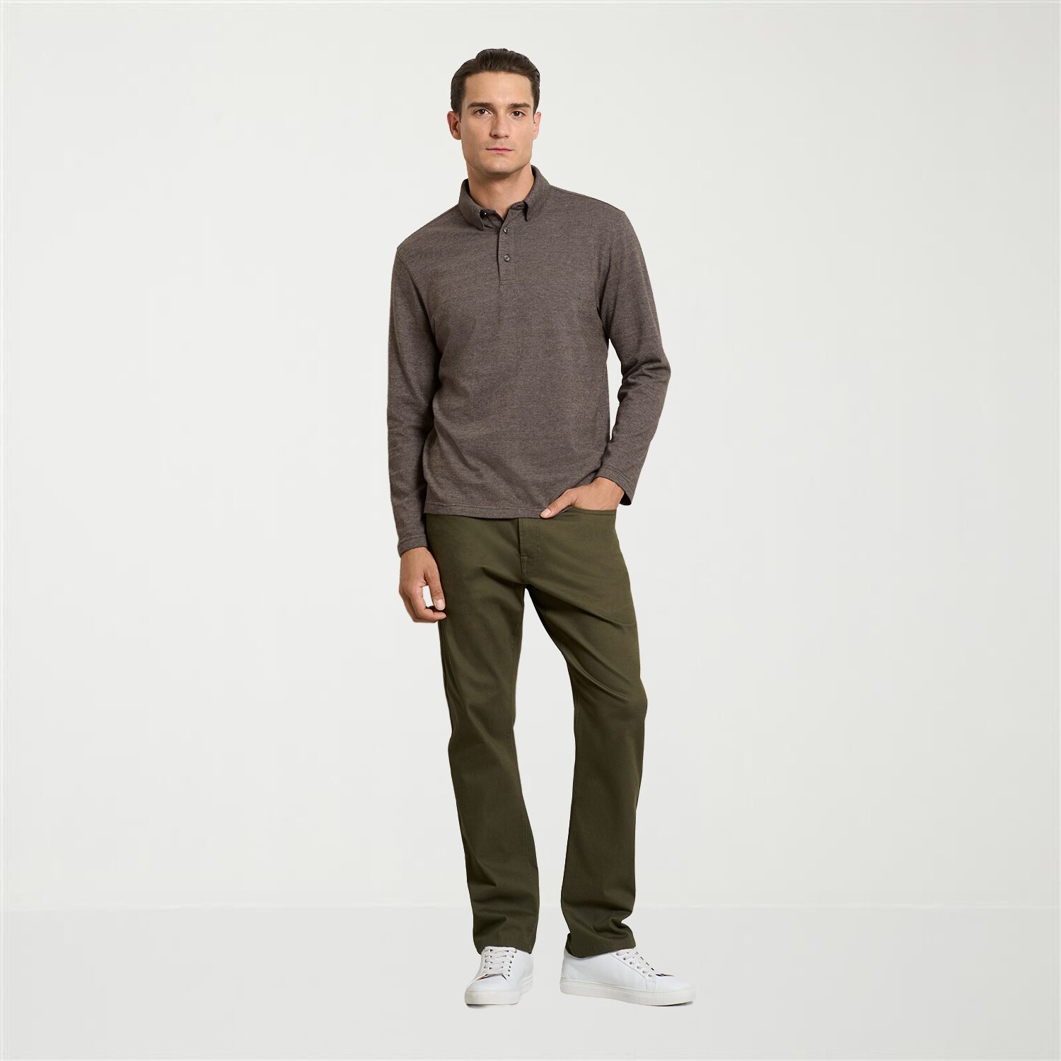 Van Heusen Essentials Mens Regular Fit Long Sleeve Polo Shirt