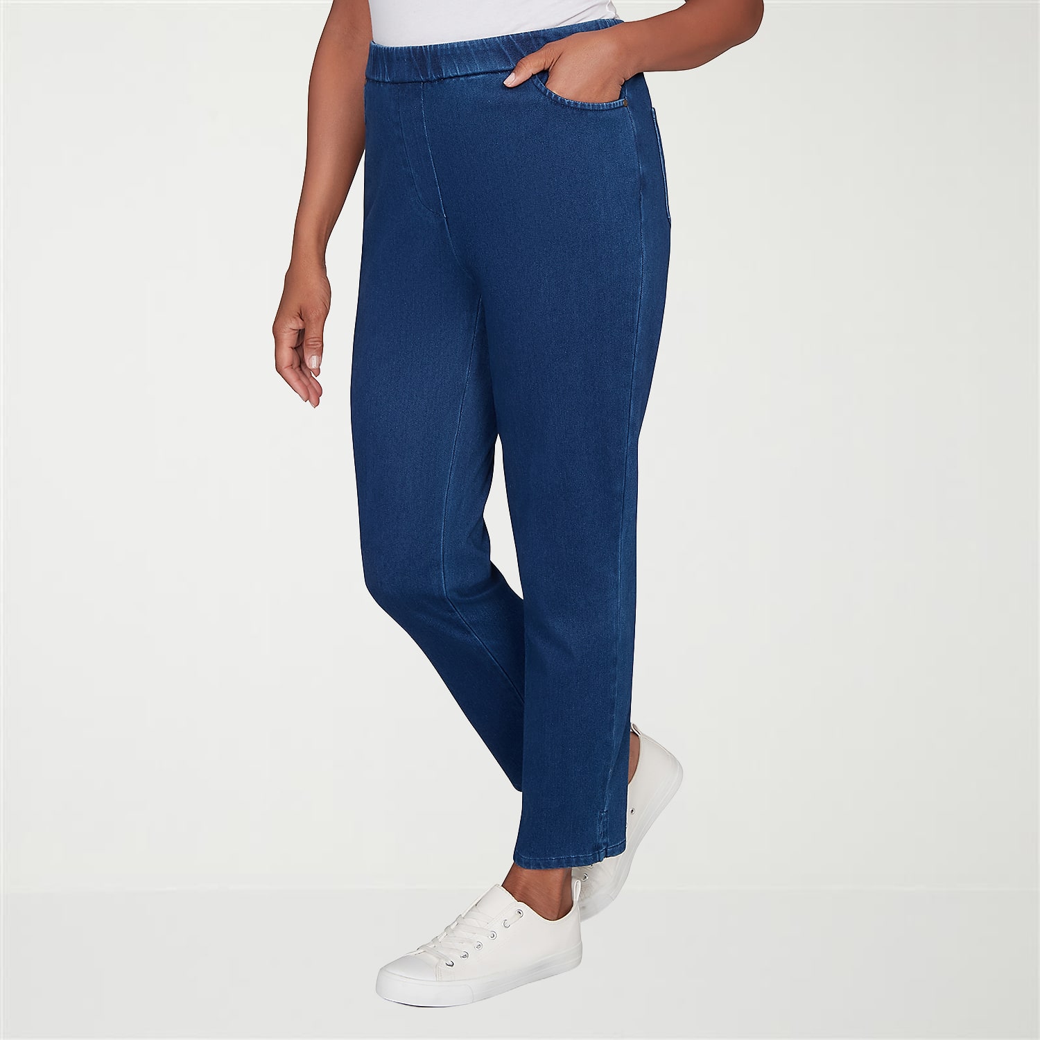 Alfred Dunner Indigo Girls Womens Mid Rise Straight Leg Jean