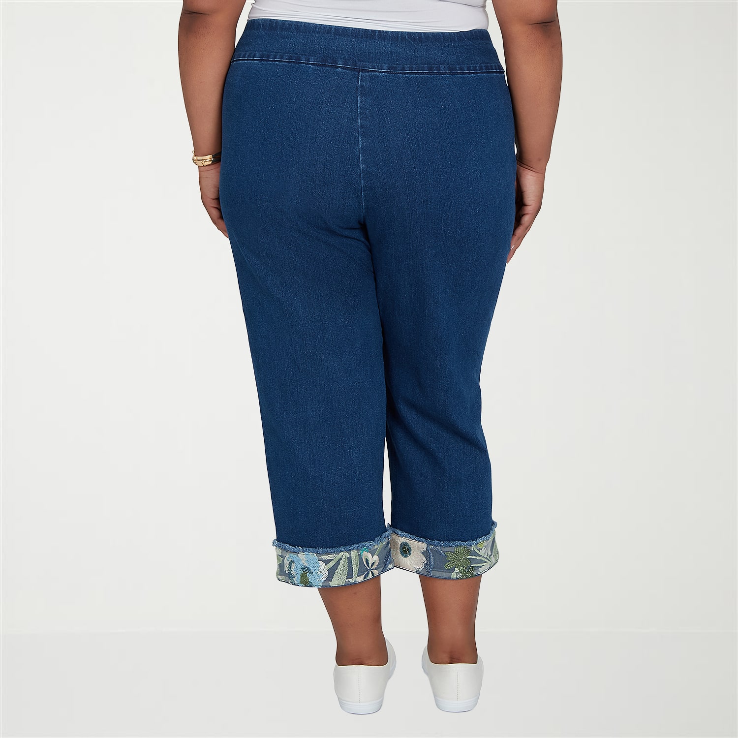 Alfred Dunner Inidigo Girls Womens Plus Straight Mid Rise Cropped Pant