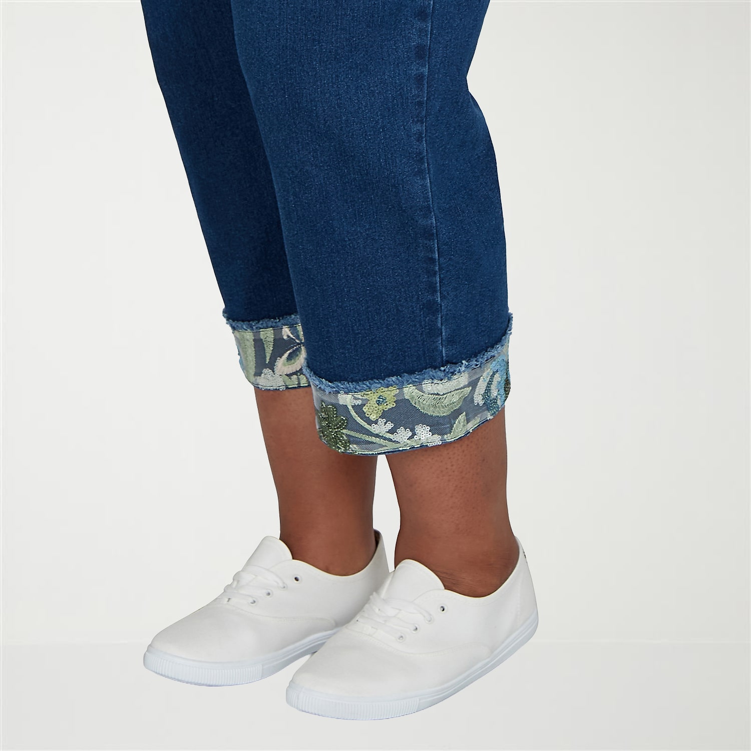 Alfred Dunner Inidigo Girls Womens Plus Straight Mid Rise Cropped Pant