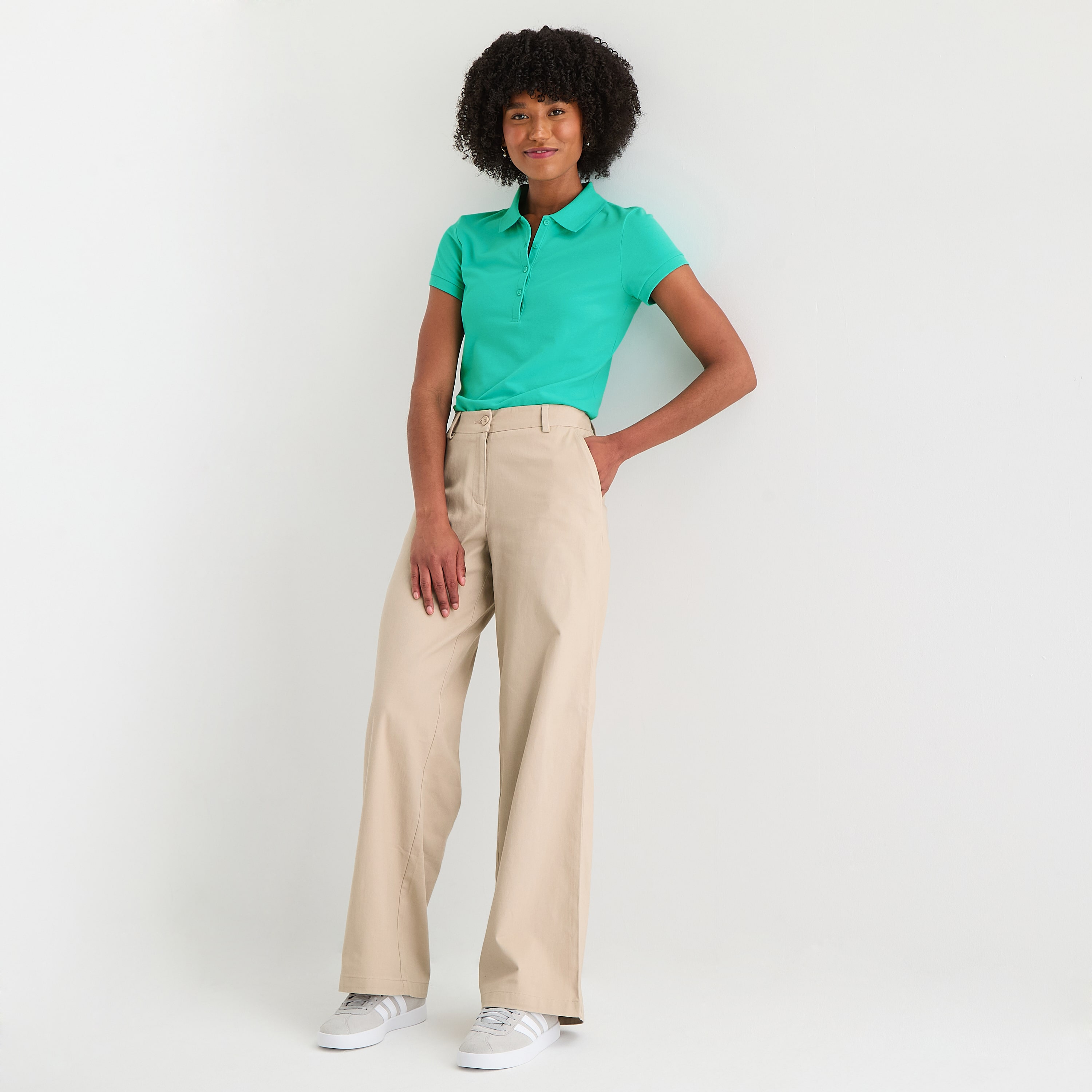 IZOD Womens Juniors Wide Leg Mid Rise Flat Front Pant