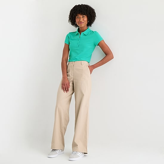 IZOD Womens Juniors Wide Leg Mid Rise Flat Front Pant