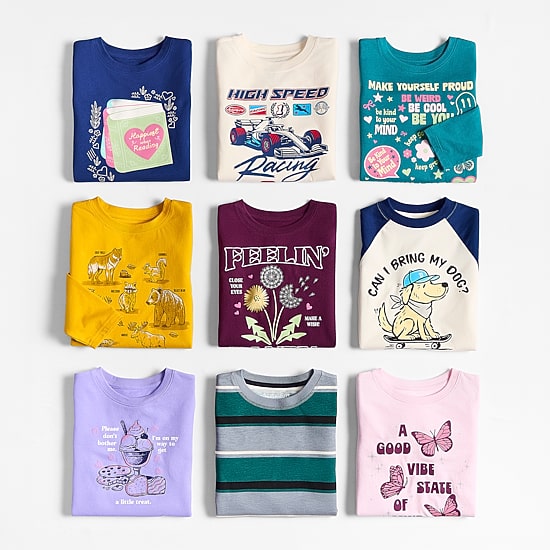 Thereabouts Little & Big Kid Girls Crew Neck Long Sleeve Classic Fit Graphic T-Shirt