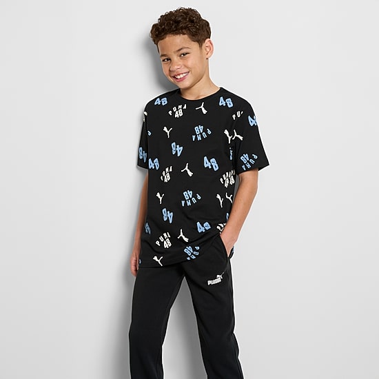 PUMA Big Kid Boys Crew Neck Short Sleeve Regular Fit Graphic T-Shirt