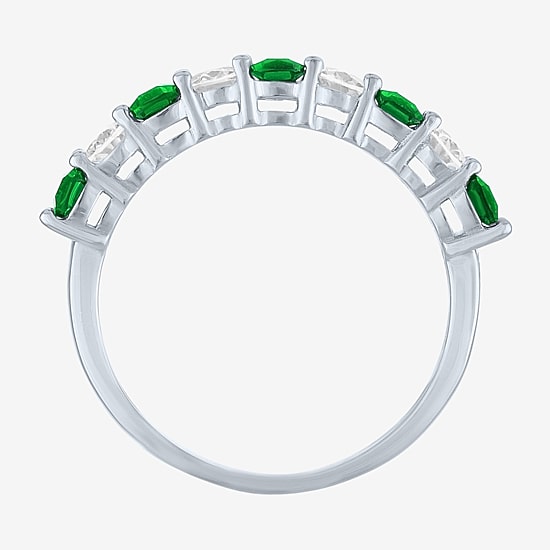 Womens Gemstone Sterling Silver Cushion Band