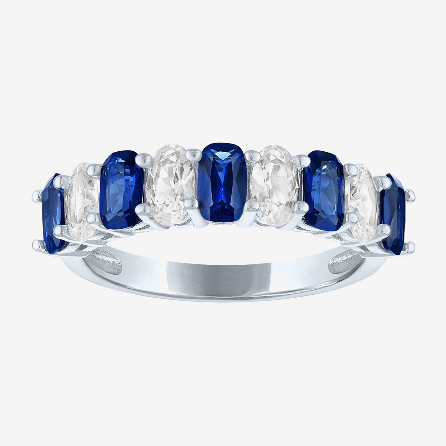Womens Gemstone Sterling Silver Cushion Band