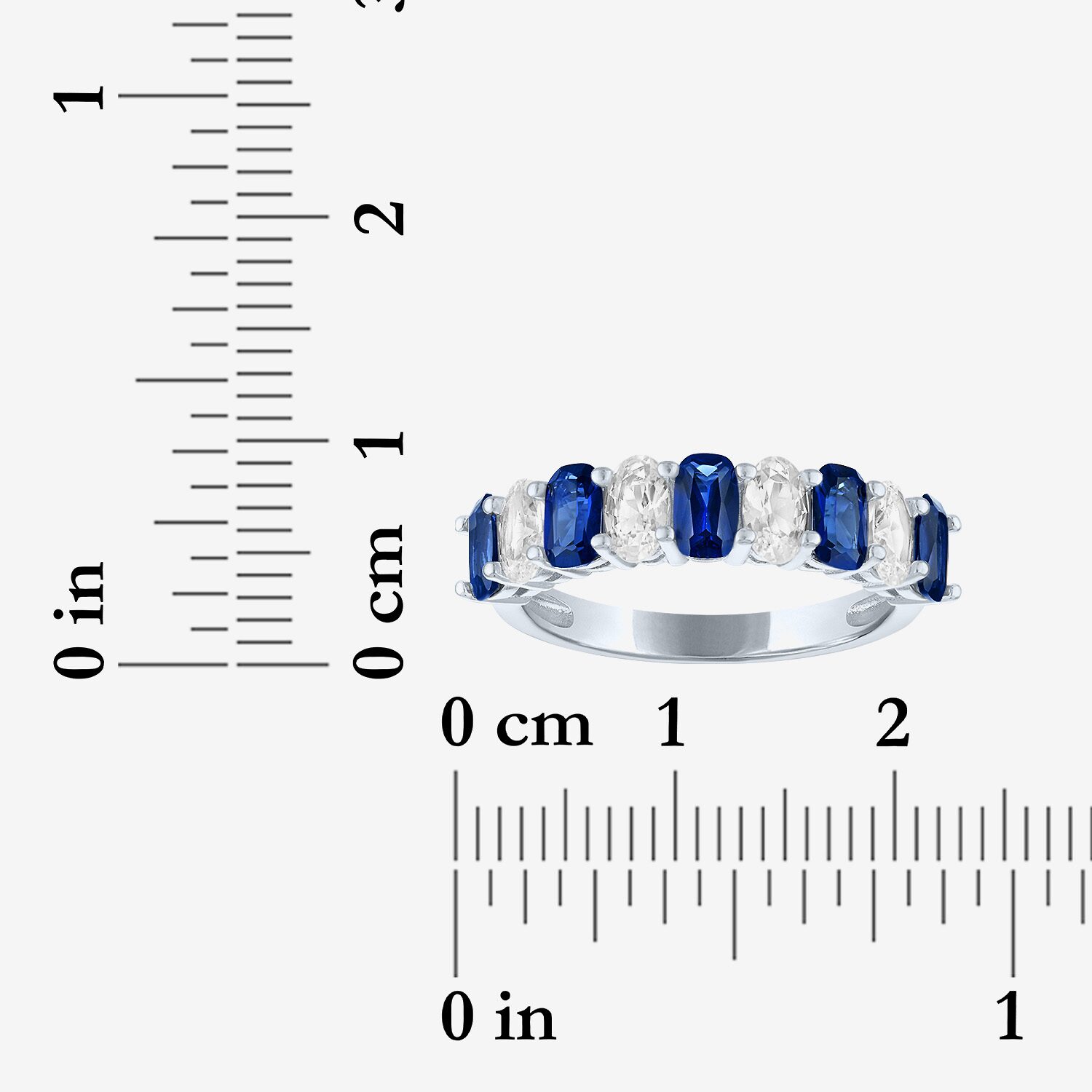 Womens Gemstone Sterling Silver Cushion Band