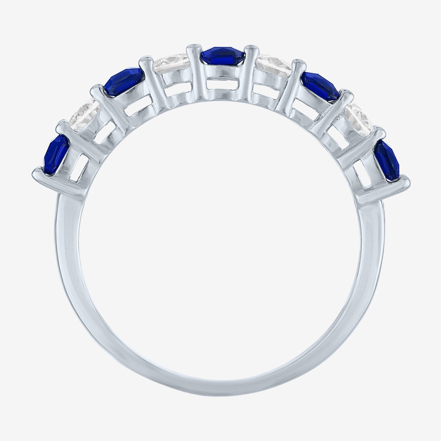 Womens Gemstone Sterling Silver Cushion Band