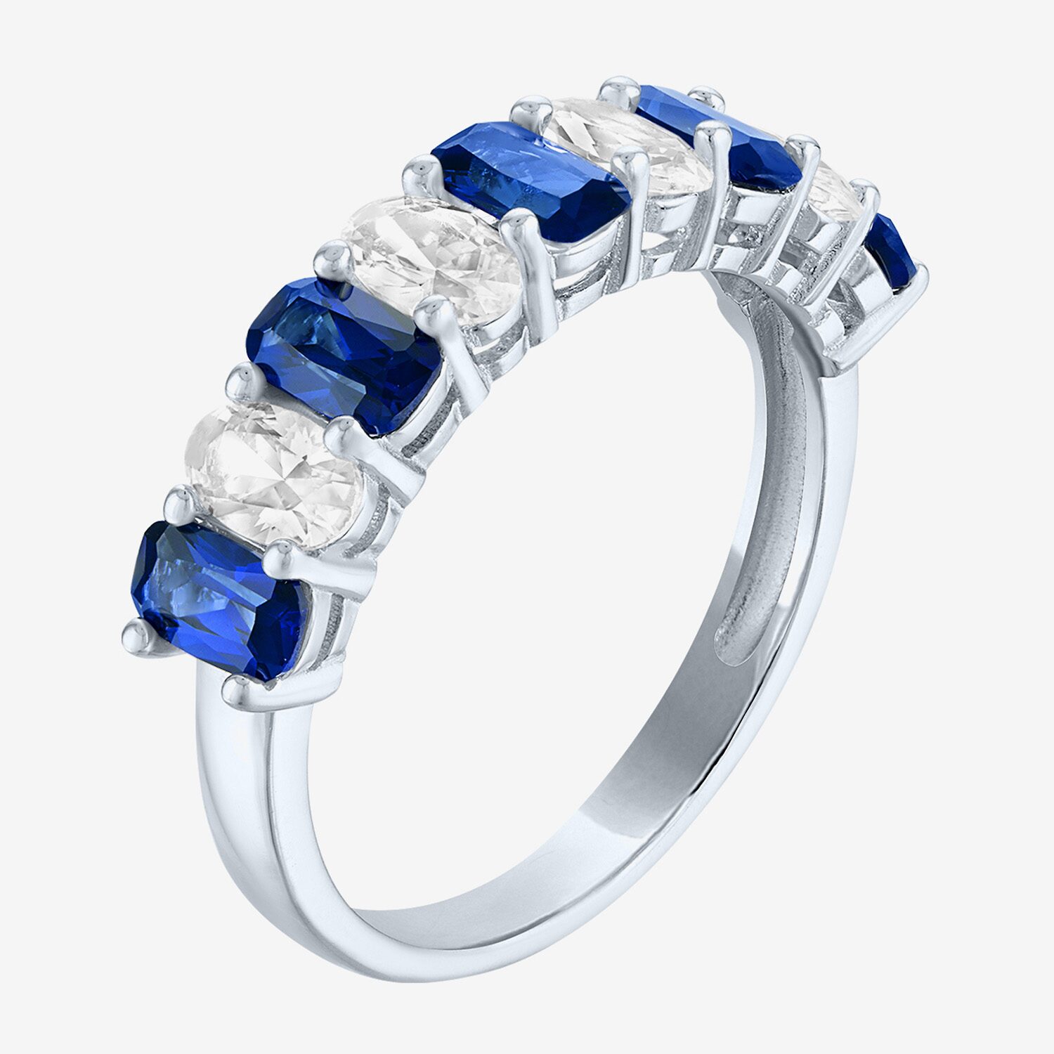Womens Gemstone Sterling Silver Cushion Band