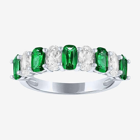 Womens Gemstone Sterling Silver Cushion Band