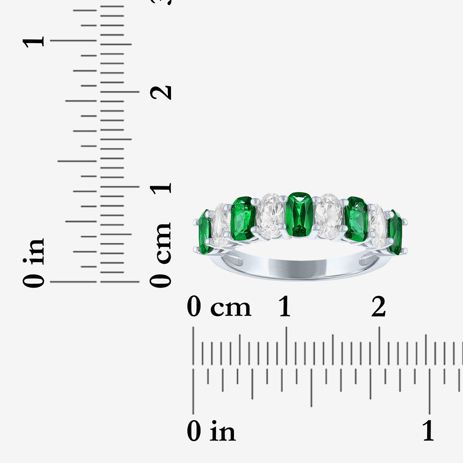 Womens Simulated Green Emerald Sterling Silver Cushion Band