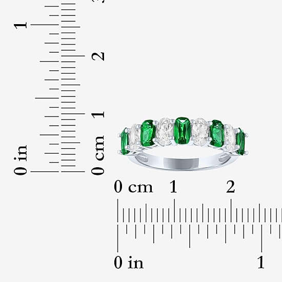 Womens Gemstone Sterling Silver Cushion Band