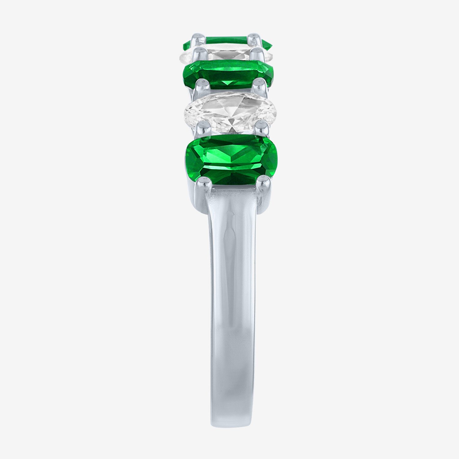 Womens Simulated Green Emerald Sterling Silver Cushion Band