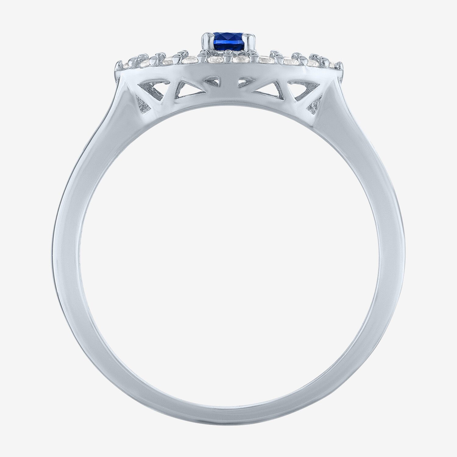 Evil Eye Womens Lab Created Blue Sapphire Sterling Silver Cocktail Ring