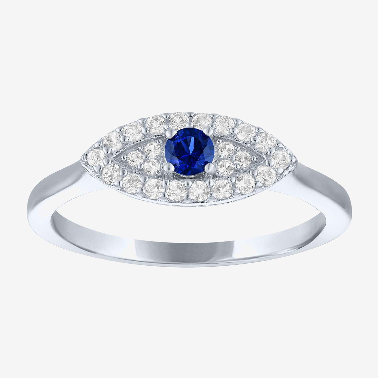 Evil Eye Womens Lab Created Blue Sapphire Sterling Silver Cocktail Ring