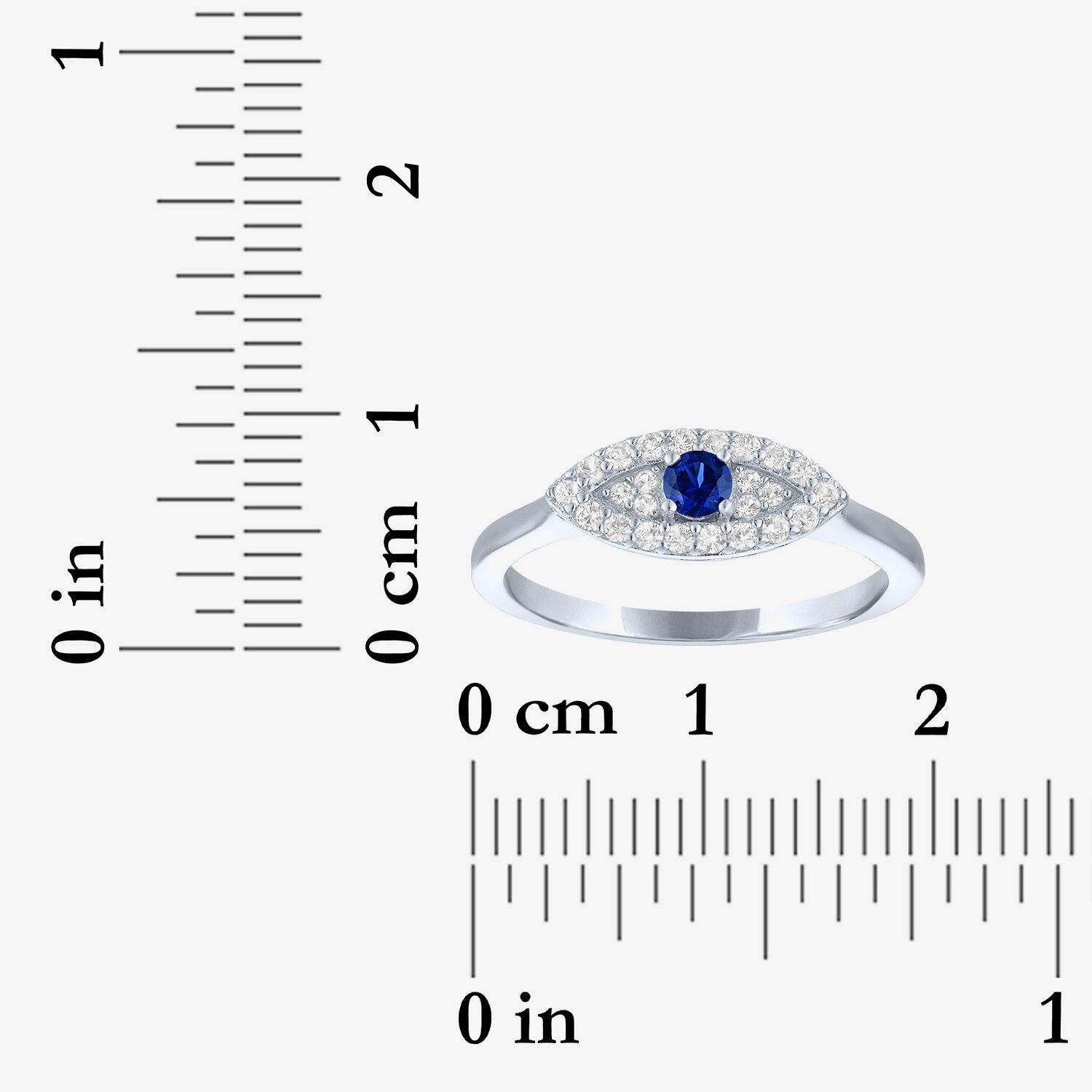 Evil Eye Womens Lab Created Blue Sapphire Sterling Silver Cocktail Ring