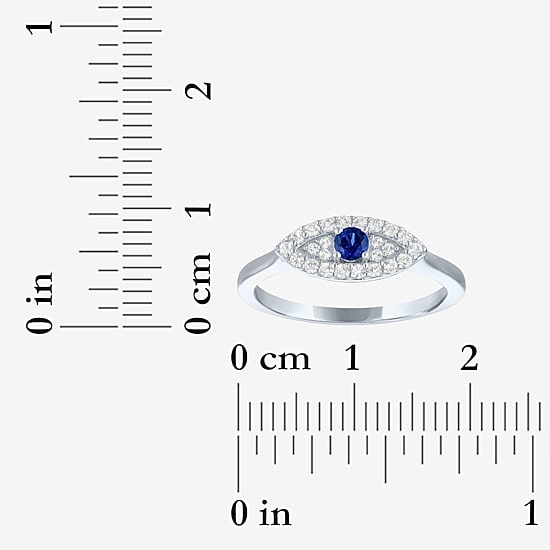 Evil Eye Womens Lab Created Blue Sapphire Sterling Silver Evil Eye Cocktail Ring
