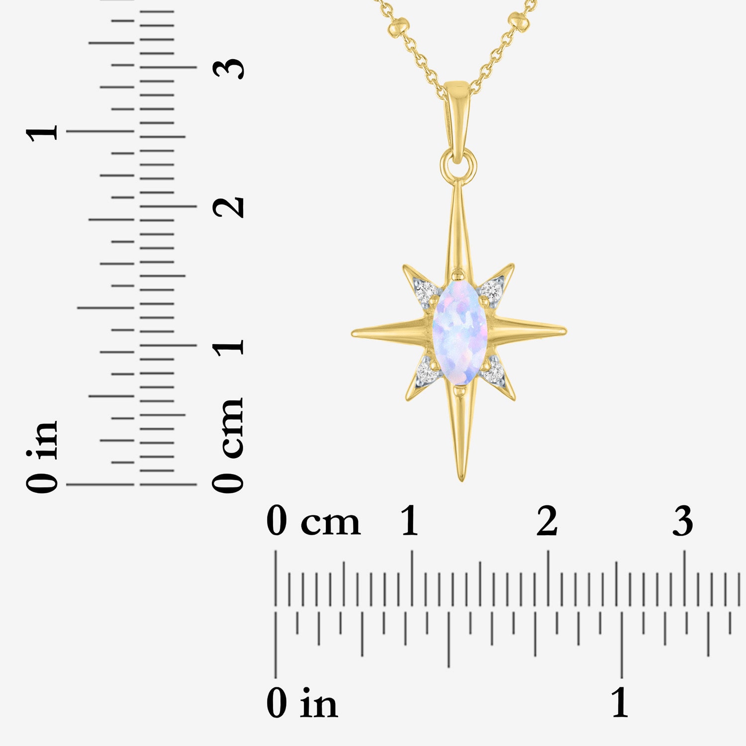 Womens Lab Created White Opal 14K Gold Over Silver Star 16 Inch Pendant Necklace