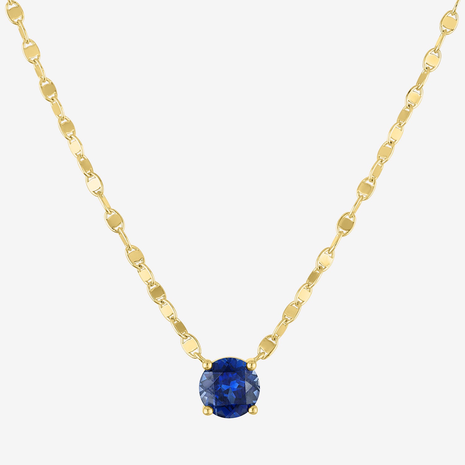 Womens Lab Created Blue Sapphire 14K Gold Over Brass Round 16 Inch Pendant Necklace