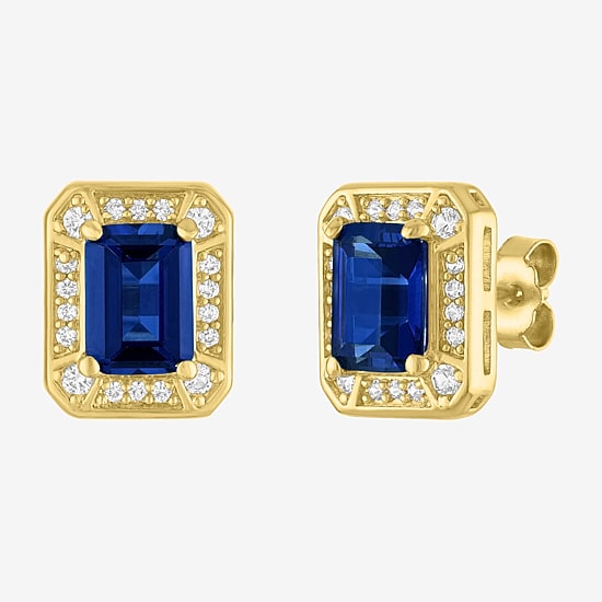 Womens Lab Created Blue Sapphire 14K Gold Over Brass 3-pc. Jewelry Set