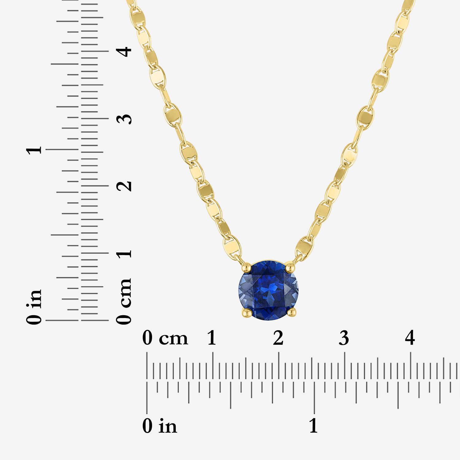 Womens Lab Created Blue Sapphire 14K Gold Over Brass Round 16 Inch Pendant Necklace