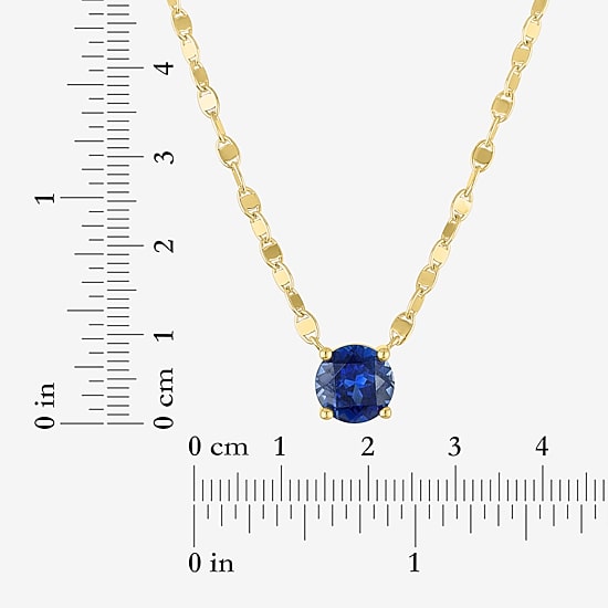 Womens Lab Created Blue Sapphire 14K Gold Over Brass Round 16 Inch Pendant Necklace