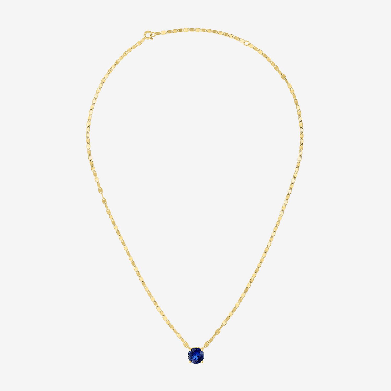 Womens Lab Created Blue Sapphire 14K Gold Over Brass Round 16 Inch Pendant Necklace