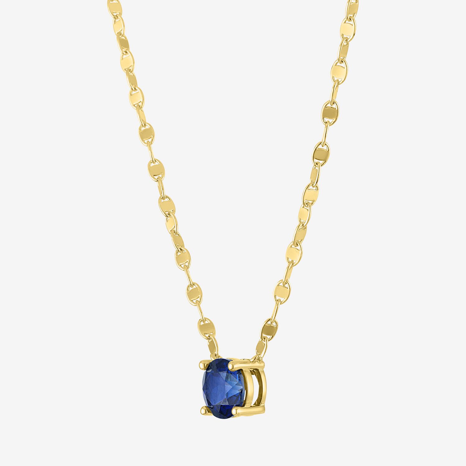 Womens Lab Created Blue Sapphire 14K Gold Over Brass Round 16 Inch Pendant Necklace