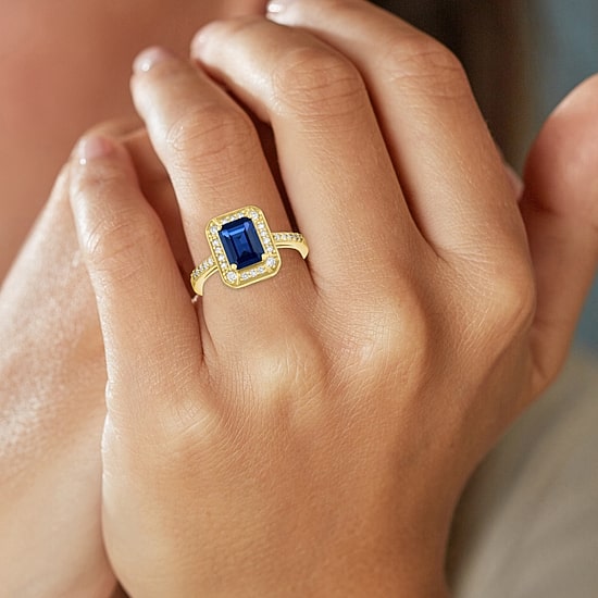 Womens Lab Created Blue Sapphire 14K Gold Over Brass 3-pc. Jewelry Set