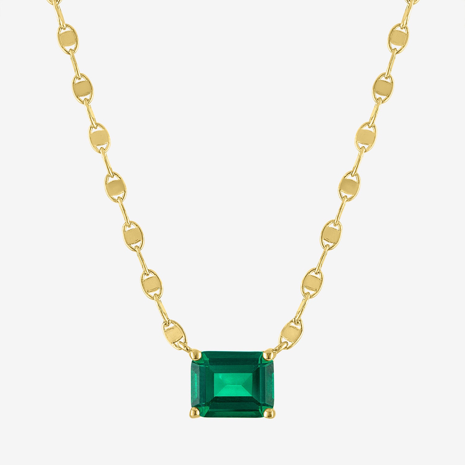 Womens Simulated Green Emerald 14K Gold Over Brass 16 Inch Pendant Necklace