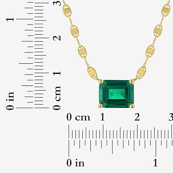 Womens Simulated Green Emerald 14K Gold Over Brass 16 Inch Pendant Necklace