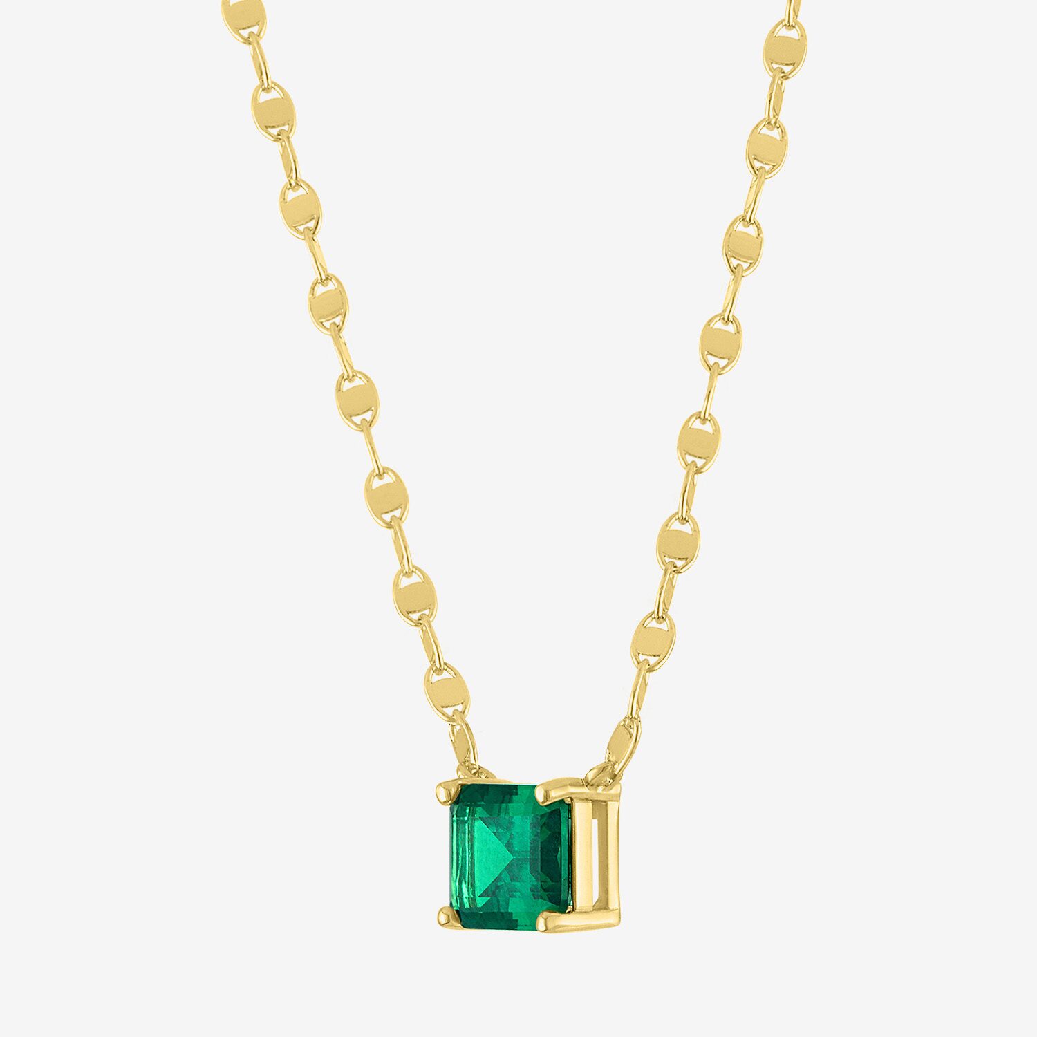Womens Simulated Green Emerald 14K Gold Over Brass 16 Inch Pendant Necklace