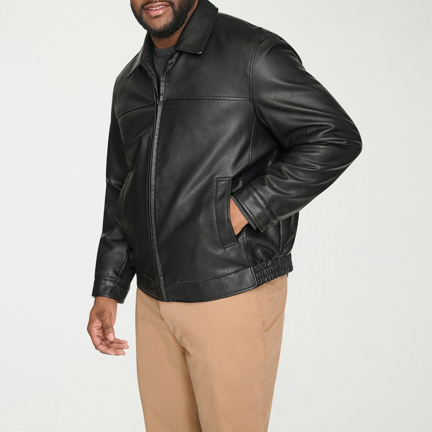 Dockers Mens Faux Leather Midweight Jacket