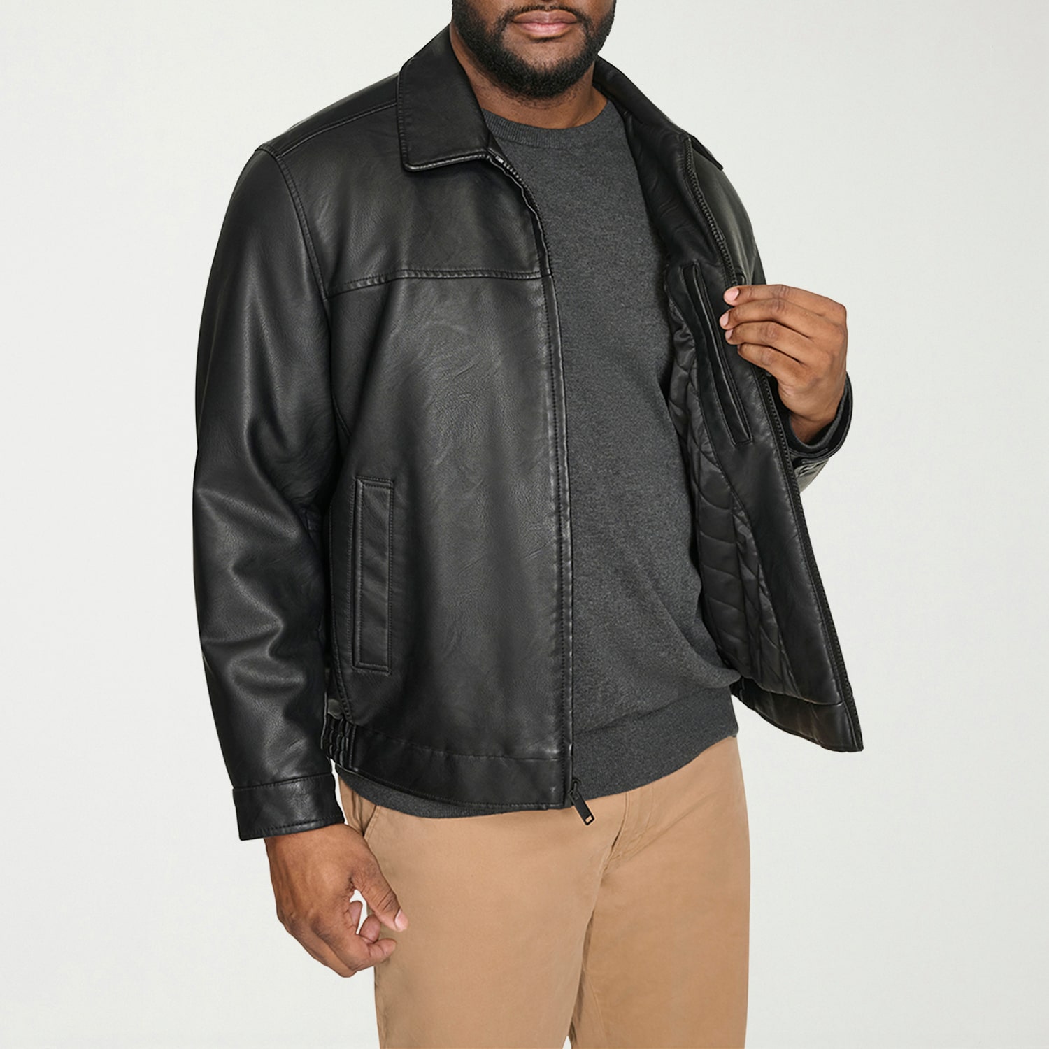 Dockers Mens Faux Leather Midweight Jacket