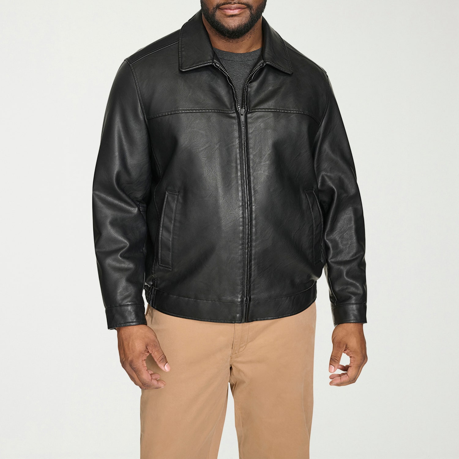 Dockers Mens Faux Leather Midweight Jacket