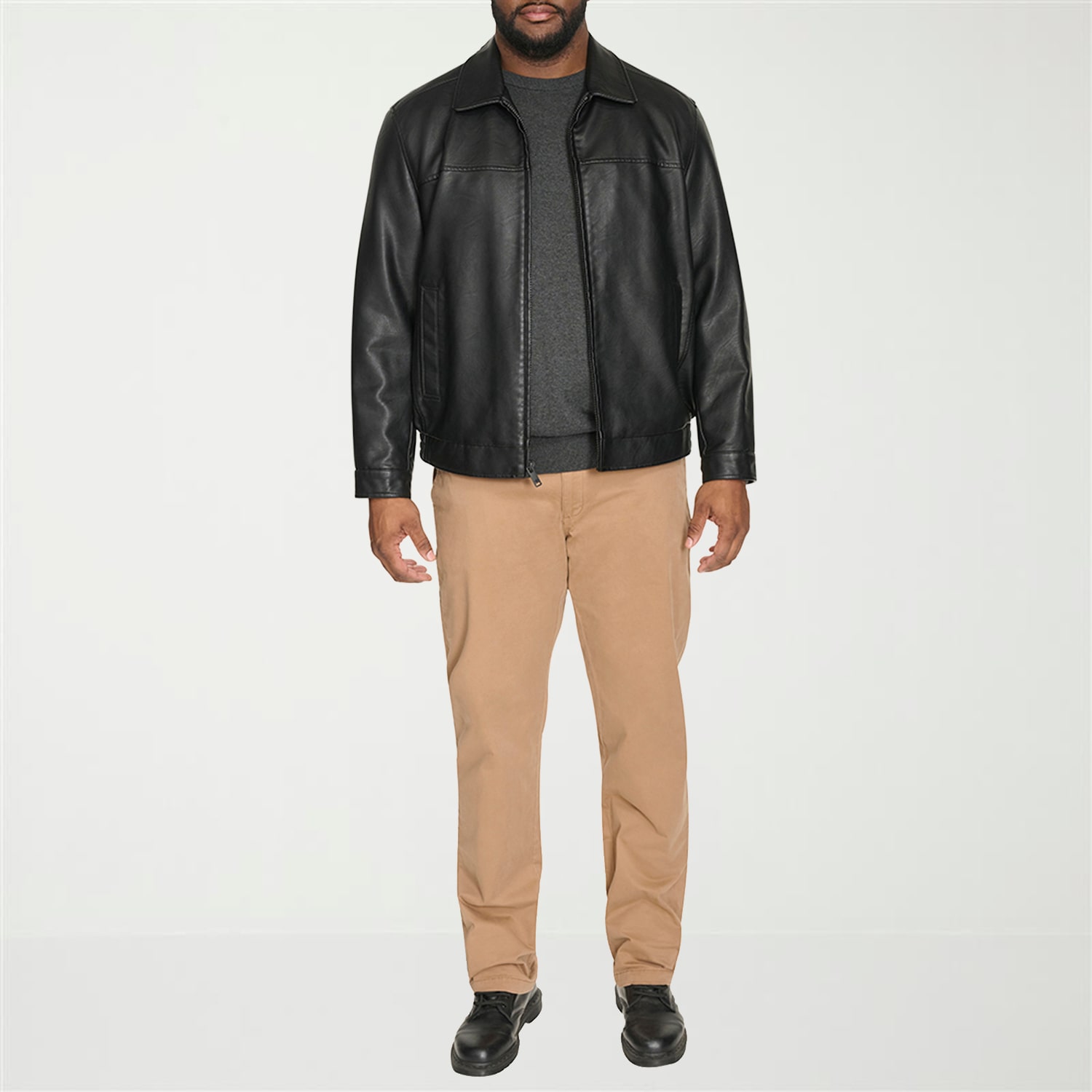 Dockers Mens Faux Leather Midweight Jacket