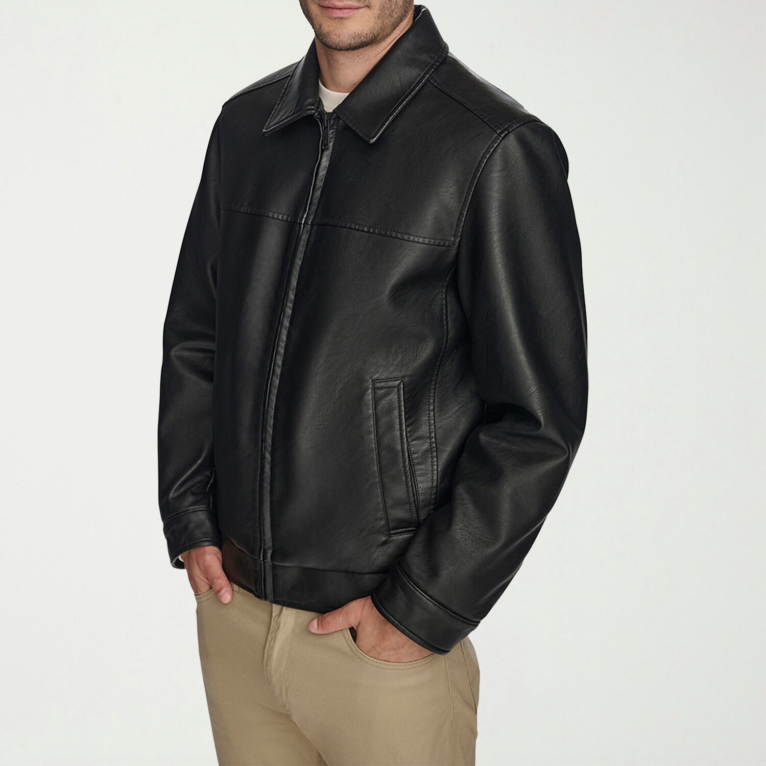 Dockers Mens Faux Leather Midweight Jacket